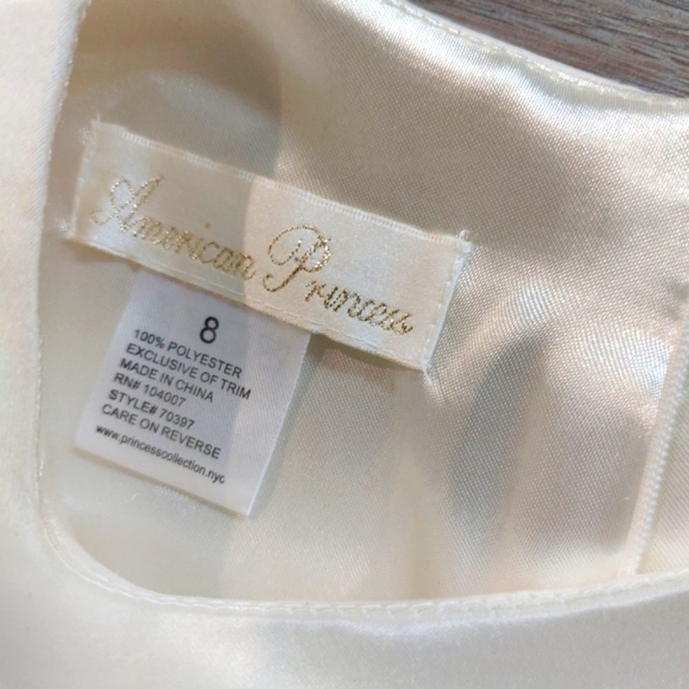 American Princess Beautiful Formal Flower Girls Dress Color Cream Size 8 - Picture 10 of 16